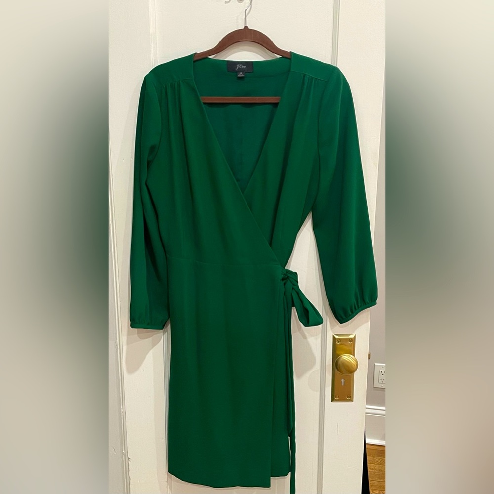 J Crew Forest Green Wrap Dress